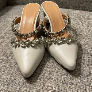 White Bridal Block Heels